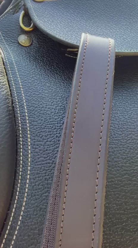 TdeT - Étrivières cuir et nylon havane foncé
