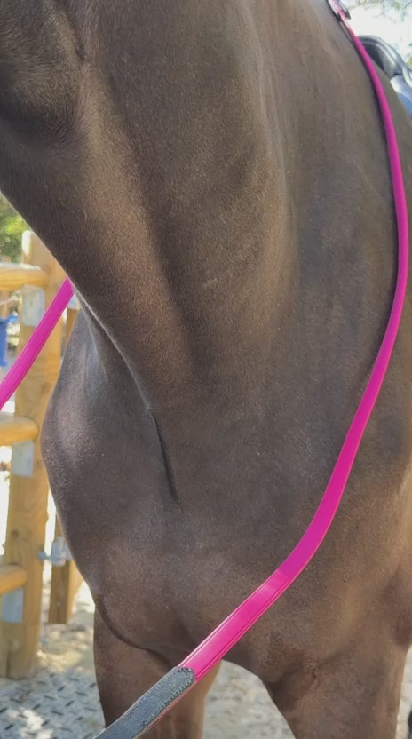 TdeT - Rênes cuir biotack rose fuchsia